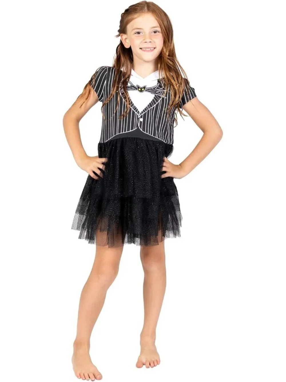 Jack Skellington Hooded Tutu Dress Girls Halloween Cosplay Costume